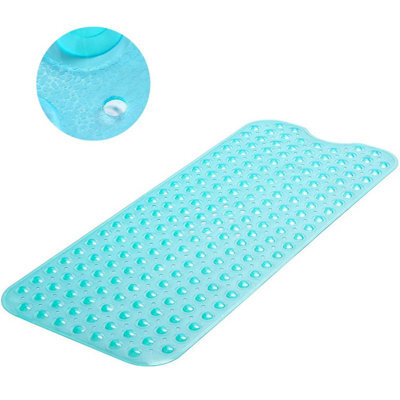 Mass Dynamic Extra Long Non Slip Bath Mat 100 X 40Cm Transparent Teal With Suction Cups - image 1