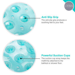 Mass Dynamic Extra Long Non Slip Bath Mat 100 X 40Cm Transparent Teal With Suction Cups - thumbnail 3