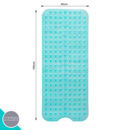 Mass Dynamic Extra Long Non Slip Bath Mat 100 X 40Cm Transparent Teal With Suction Cups - thumbnail 2