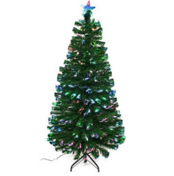 6Ft Green Artificial Fibre Optic Christmas Tree - Xmas Tree With Color Changing Multicolor Fibre Optic And Solid Metal Stand - thumbnail 2