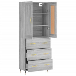 Berkfield Highboard Grey Sonoma 69.5X34X180 Cm Engineered Wood - thumbnail 4
