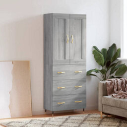 Berkfield Highboard Grey Sonoma 69.5X34X180 Cm Engineered Wood - thumbnail 1