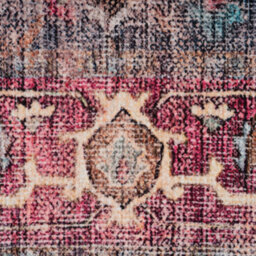 Loomed Traditional Design Cotton Chenille Rug Pink Blue Gold Machine Washable 60Cm X 240Cm - thumbnail 5