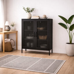 Wyld Haus Patak Black Metal Mesh Cabinet 2 Doors 2 Shelves - thumbnail 1