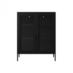 Wyld Haus Patak Black Metal Mesh Cabinet 2 Doors 2 Shelves - thumbnail 4