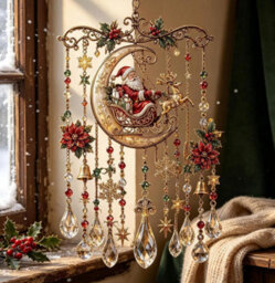 Amorly Acrylic Hanging Wind Chime Ornament, Christmas Themed Decorative Pendant For Window, Wall Home Holiday Decoration - thumbnail 1