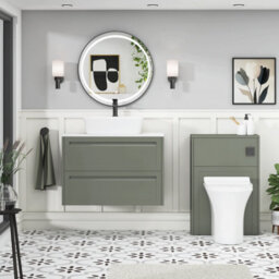 Royal Bathrooms Royal Bathroom Elmore 800mm Matt Green Wall Mounted Countertop Bathroom Vanity Unit 2 Drawer With Cube Basin - thumbnail 5
