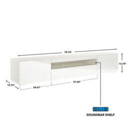 MMT Funiture Designs Modern White 200Cm Matt Gloss Tv Stand Cabinet Suitable For 55 - 80 Inch 4K Led Flat Screen Tv's - thumbnail 2