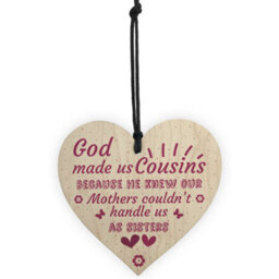 Red Ocean God Made Us Cousins Wooden Heart Family Sister Plaque Thank You Gift Birthday Present - thumbnail 5
