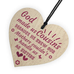 Red Ocean God Made Us Cousins Wooden Heart Family Sister Plaque Thank You Gift Birthday Present - thumbnail 6