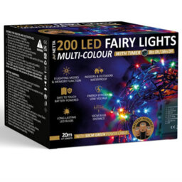 Netta Battery Operated 200 Led 20M Christmas Tree Fairy Lights With Timer - Multi - thumbnail 1