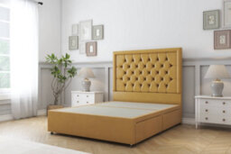 "Comfort Rio Mustard Plush Divan Bed Set 2 Drawers Same Side - 26"" Strutted 4'6 Double" - thumbnail 3