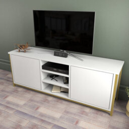 Decorotika Otis Tv Stand For Tv's Up To 63 Inch Gold And White - thumbnail 3