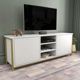 Decorotika Otis Tv Stand For Tv's Up To 63 Inch Gold And White - thumbnail 2