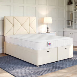 Divan Base Direct Naples Cream Ottoman Divan 3Ft Single End Lift Ottoman + Hampton Strutted Headboard - thumbnail 1