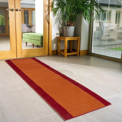 Bravich Hard Wearing Hessian Backed Stair Runner Kitchen Mat - Texas Terracotta Border - 60X180Cm (2'x6') - image 1