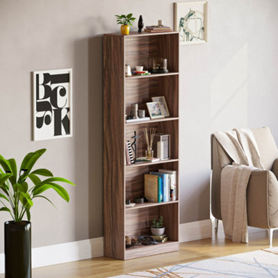 Lassic Vida Designs Cambridge Walnut 5 Tier Extra Large Bookcase Freestanding Shelving Unit (H)1750mm (W)600mm (D)240mm - image 1