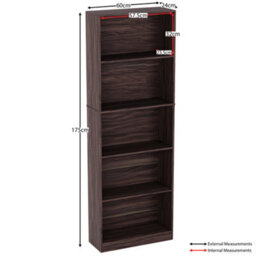 Lassic Vida Designs Cambridge Walnut 5 Tier Extra Large Bookcase Freestanding Shelving Unit (H)1750mm (W)600mm (D)240mm - thumbnail 2