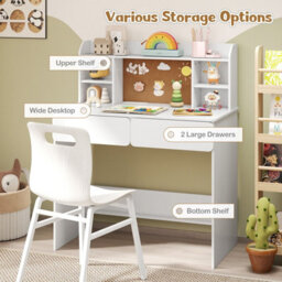 Gainoom Kids Study Desk With Hutch Writing Table W/ Cork Bulletin Board For Boys And Girls Aged 8-12 Years Old - thumbnail 7
