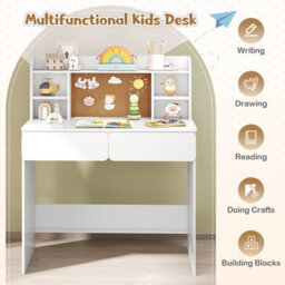 Gainoom Kids Study Desk With Hutch Writing Table W/ Cork Bulletin Board For Boys And Girls Aged 8-12 Years Old - thumbnail 5