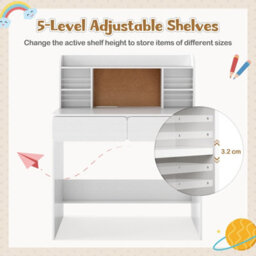 Gainoom Kids Study Desk With Hutch Writing Table W/ Cork Bulletin Board For Boys And Girls Aged 8-12 Years Old - thumbnail 8