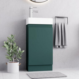 Belofay 400mm Bathroom Vanity Unit With Basin, White Ceramic Bathroom Sink With Trap And Waste, No Tap Included(Denvor Green) - thumbnail 7