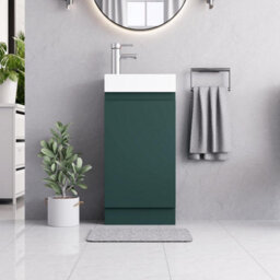 Belofay 400mm Bathroom Vanity Unit With Basin, White Ceramic Bathroom Sink With Trap And Waste, No Tap Included(Denvor Green) - thumbnail 6