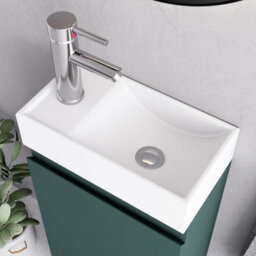 Belofay 400mm Bathroom Vanity Unit With Basin, White Ceramic Bathroom Sink With Trap And Waste, No Tap Included(Denvor Green) - thumbnail 5