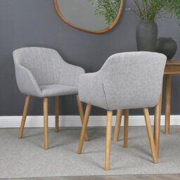 Luciano - Dining Chairs In Premium Textured Linen Set Of 2 Grey - thumbnail 2