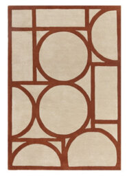 Rust Geometric Wool Bordered Geometric Rug For Bedroom & Living Room-120Cm X 170Cm - thumbnail 1
