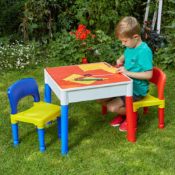 Liberty House Toys Kid's 5-In-1 Activity Table And Two Chairs Set, Multicolour - thumbnail 2