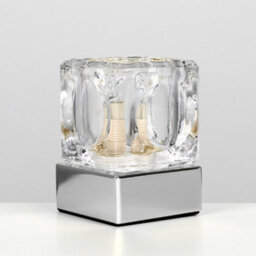 Valuelights Cube Pair Of Modern Chrome Glass Ice Cube Touch Table Lamps - thumbnail 4