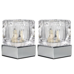 Valuelights Cube Pair Of Modern Chrome Glass Ice Cube Touch Table Lamps - thumbnail 1
