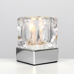 Valuelights Cube Pair Of Modern Chrome Glass Ice Cube Touch Table Lamps - thumbnail 2