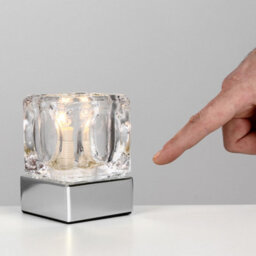 Valuelights Cube Pair Of Modern Chrome Glass Ice Cube Touch Table Lamps - thumbnail 3