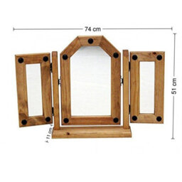 Mercers Furniture Corona Triple Dressing Table Mirror Adjustable Solid Wood Pine Wooden With Mexican Styling - thumbnail 4