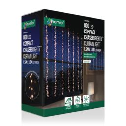 Premier Decorations Limited 800 Warm White Led Curtain Light With Timer Function - thumbnail 3