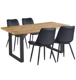 Hallowood Furniture Cullompton Large Dining Table (1.6M) With 4 Black Bonded Leather Chairs - thumbnail 8