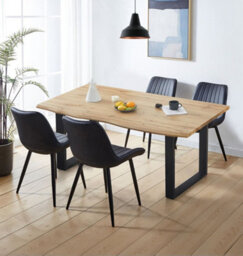 Hallowood Furniture Cullompton Large Dining Table (1.6M) With 4 Black Bonded Leather Chairs - thumbnail 2