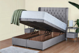 UKBEDFURNITURE Bronte Plush Grey End Opening Divan Ottoman Bed With 54 Inch Headboard - thumbnail 2