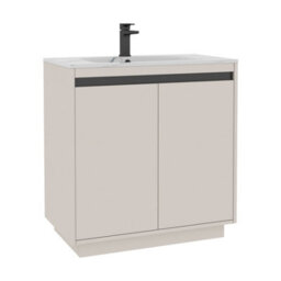 Royal Bathrooms Orion 800mm Warm Taupe 2 Door Floor Standing Bathroom Vanity Unit With Carrara White Basin & Black Accent Trim - thumbnail 7