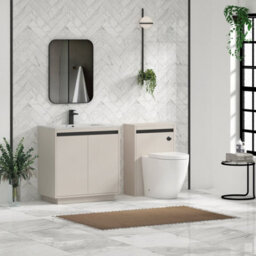 Royal Bathrooms Orion 800mm Warm Taupe 2 Door Floor Standing Bathroom Vanity Unit With Carrara White Basin & Black Accent Trim - thumbnail 3