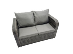 Fimous 6 Seater Garden Outdoor Rattan Furniture Set Rattan Sofa Oblong Dining Table With 2 Small Footstools 2 Side Table Dark Grey - thumbnail 6