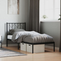 Berkfield Metal Bed Frame Without Mattress With Headboard Black 75X190Cm - thumbnail 1