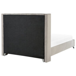 Beliani Bed Velvet Lubbon 180 X 200 Cm (Eu Super King) Light Grey - thumbnail 5