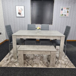 Kosy Koala Grey Dining Table With 4 Chairs And 1 Bench Kitchen Dining Set Of 6