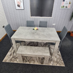 Kosy Koala Grey Dining Table With 4 Chairs And 1 Bench Kitchen Dining Set Of 6 - thumbnail 7