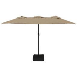 Berkfield Double-Head Parasol Taupe 449X245 Cm - thumbnail 3