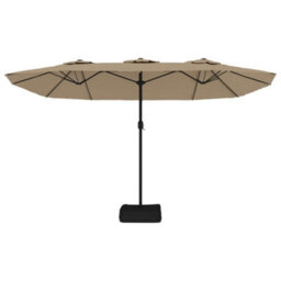 Berkfield Double-Head Parasol Taupe 449X245 Cm - thumbnail 4
