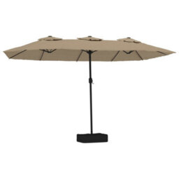 Berkfield Double-Head Parasol Taupe 449X245 Cm - thumbnail 2